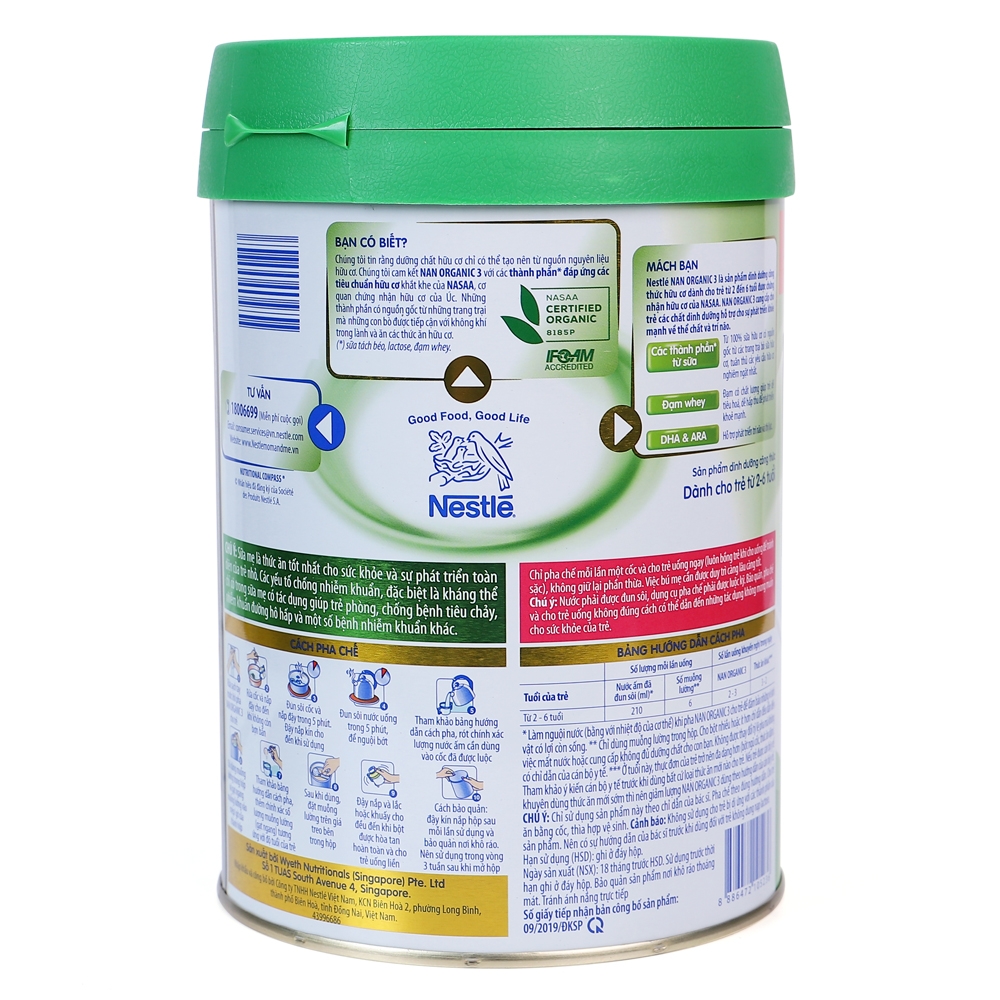 Nestle NAN Organic 3, 2 - 6 tuổi, 900g - Hình ảnh 2