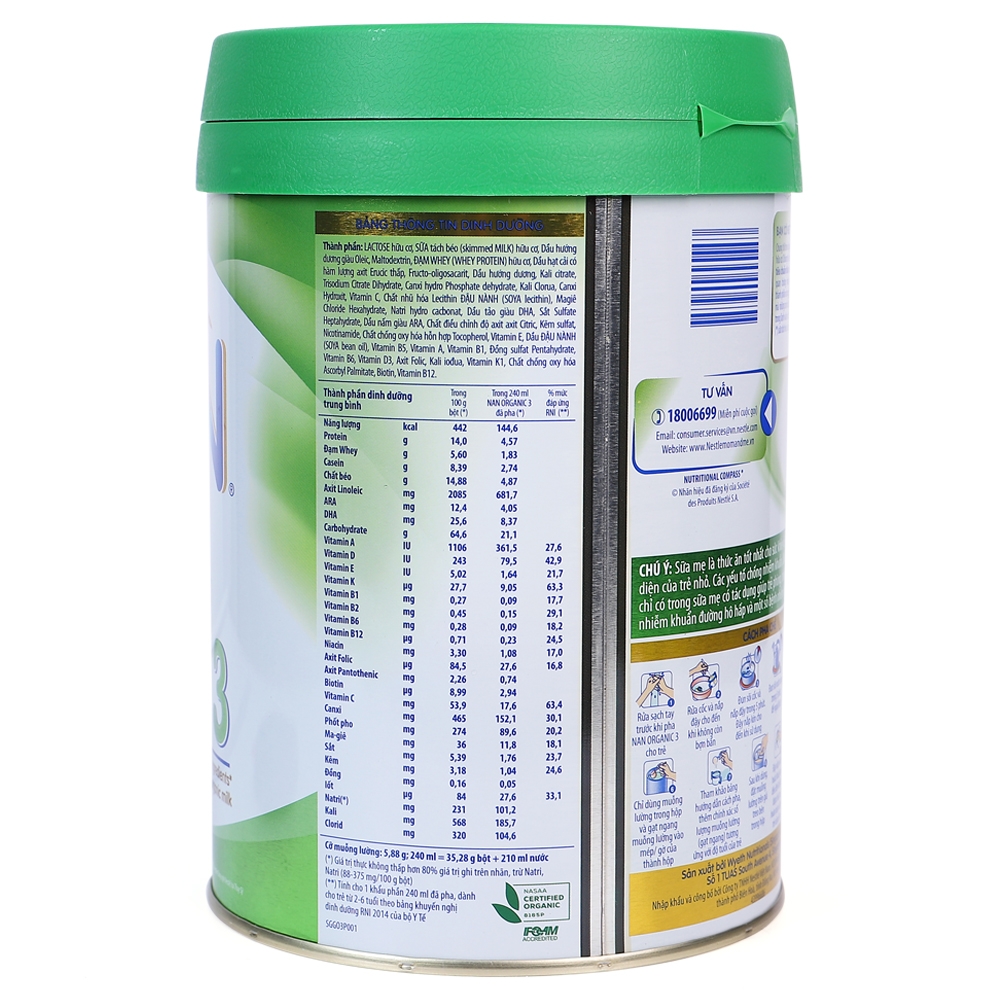 Nestle NAN Organic 3, 2 - 6 tuổi, 900g - Hình ảnh 4